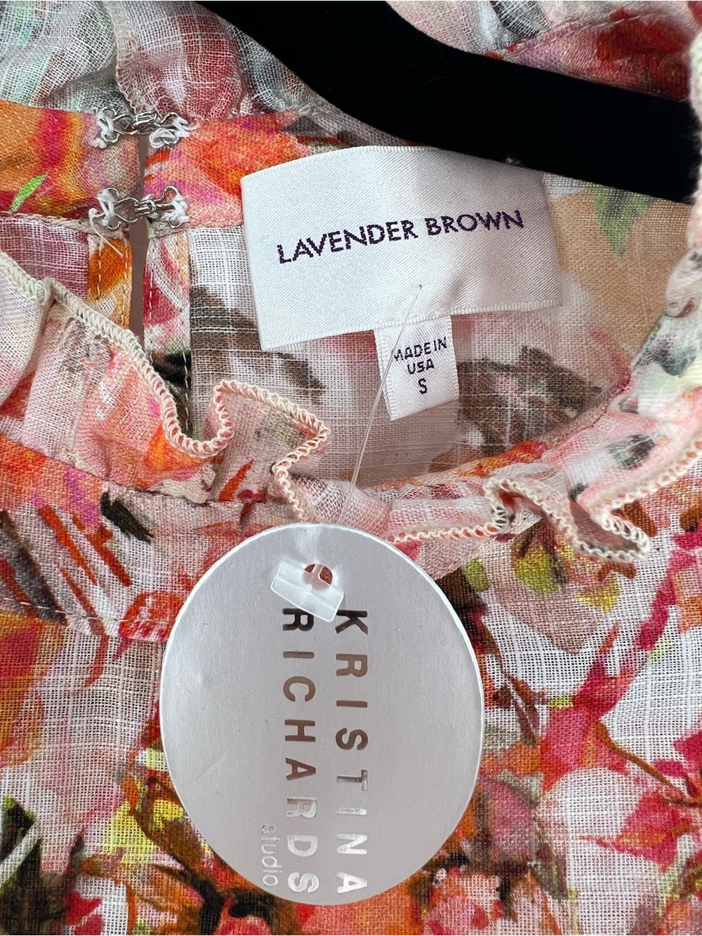 NWT Lavender Brown Orange Floral Mock Neck Blouse Size Small - Picture 2 of 5
